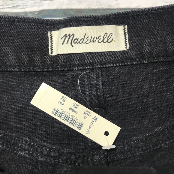 Madewell Denim Mini Skirt Black Jean Cutoff Distressed Hem Women’s Size 27 NEW - Picture 12 of 16